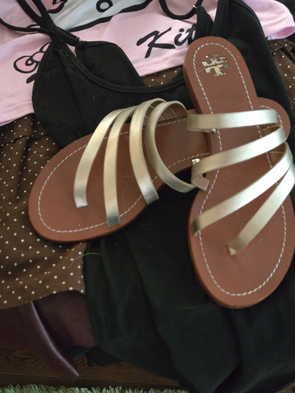 Tory Burch Gold Strapy Sandals. Need I Say More? These Are Amazing.